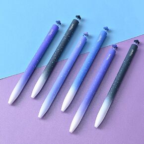 BAYTORY 8Pcs Rotatable Gel Pens, Quick Dry Black Ink Pen, 0.5mm Fine Point Smooth Writing, Cute Pens for Journaling Note Taking Sketching (Gradient Blue Series)