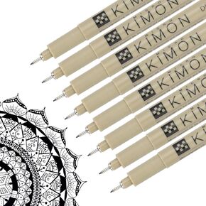 PATIKIL Micro Pen Fineliner Pens, 8Pcs 1mm Needle Point Drawing Pens Waterproof for Archival Artist Calligraphy Illustration Journaling Sketch, Black