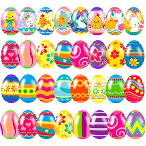 24 PCS Prefilled Easter Eggs with Animal Ring Toys Easter Egg Fillers for Kids Boys Girls Easter Basket Stuffers Party Favors Easter Egg Hunt