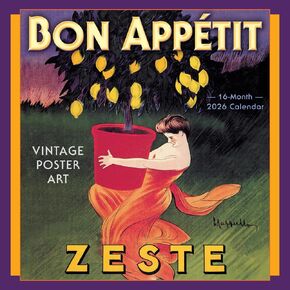 Bon Appétit 2026 Wall Calendar — Vintage Poster Art, 16-Month Cooking Calendar, 12" x 12"