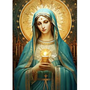 Keyifa Diamond Art Virgin Mary Diamond Painting Kits للبالغين ، تدريبات كاملة من طراز God Comple