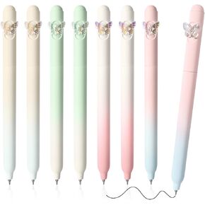 8 Pcs Cute Retractable Gel Pens, 0.5mm Fine Point Smooth Writing Pens, Quick Dry Black Ink Pen No Bleed & Smear for Journaling Note College Office Supplies (Multicolor Retractable)