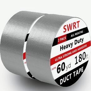 SWRT 9 Mil 2-Pack Silver Heavy Duty Duct Tape Strong Adhesive, 2 in x 30 YD (Total 60YD) Duct Heavy Duty Waterproof All Weather Gray Duct Tape No Residue Sealing & Patching for Indoor&Outdoor Repair