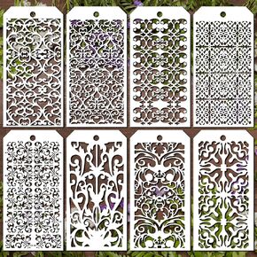 9 Pieces Reusable Mandala Tile Stencils 12x12 Inch Wall Templates for DIY Scrapbooks Wall Floor Home Decor with Floral Stencils Leaf Stencil Talavera Stencil Designs for Painting