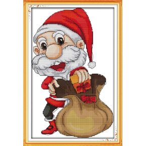 Happy Forever Cross Stitch Kits 11CT Stamped Patterns for Kids and Adults, DIY Preprinted Embroidery Kit for Beginner, Merry Christmas (F531 Return from Christmas, Size 24''x19'')