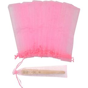 50Pcs Organza Hand Fan Bags, 2x10 Inches White Folding Fan Drawstring Bag Hand Fan Decorative Pouch Party Wedding Favor Gift Bags