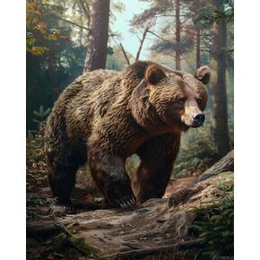 ZUVRDIAI Bear Paint by Number for Adults, DIY Oil Painting Kit on Canvas with Paintbrushes and Acrylic Paints, for Paint by Numbers for Beginner, for Home Wall Decor (16x20Inch)