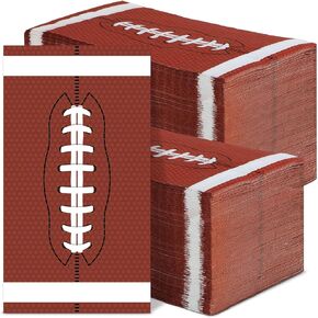 gisgfim 100Pcs Football Paper Napkins Sport Guests Tissues Rugby Team Disposable Cocktail Hand Napkins for Bathroom Baby Shower Game Birthday Touch Down Party Supplies Favors Kitchen Decorative Towels