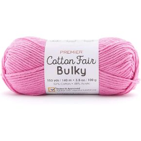 Premier Yarns Cotton Fair Bulky Yarn, Made with Cotton and Acrylic, Ideal Yarn for Crocheting and Knitting, Bulky Yarn, Machine-Washable, Daffodil, 3.5 oz, 153 Yards