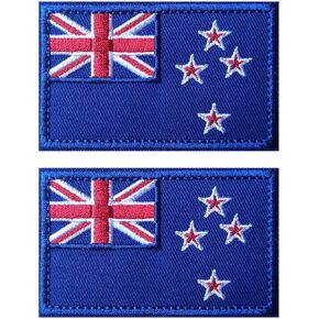 2 PCS AliPlus New Zealand Flag Patches Embroidered Tactical Military Morale Patch Applique Fastener Hook and Loop(Blue Border)