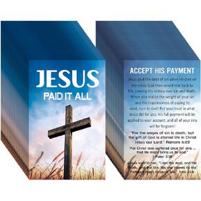 200 Pcs Gospel Tract Card Salvation Cards Pocket Holy Postcard Prayer Postcards Christian Inspirational Bible Verses Bookmark for Christian Gift(Jesus Paid It All)