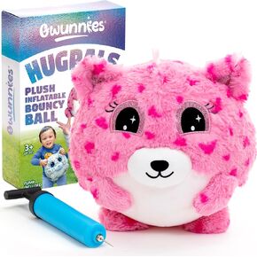 Plush Bouncy Ball for Kids - Inflatable Toy Ball with Plush Animals Cover for Boys & Girls 3yrs & Up - 9in Soft Ball with Air Pump - Hugpal (Princess Twinkle)