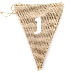LWR CRAFTS Burlap Bunting Banner Swallow-Tailed Flags 15 Pieces 15 feet