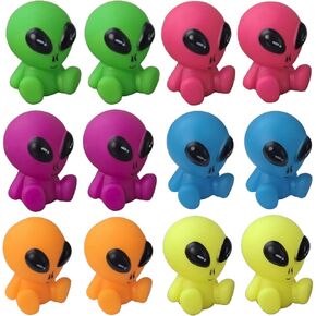 Alien Party Favor Toys for Kids (12-Pack) | Unique Birthday Party Goodie Bags. Alien Action Figures Rubber Bathtub Toys and Pool Party Party Favors. (6-Colors)