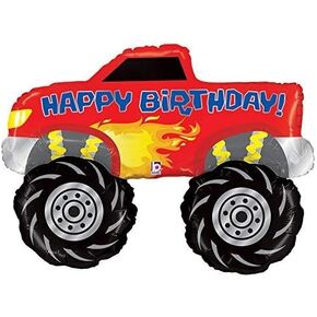 Betallic 40" Happy Birthday Monster Truck 4 x 4 Big Wheel Racing Party Mylar Foil Helium Balloon