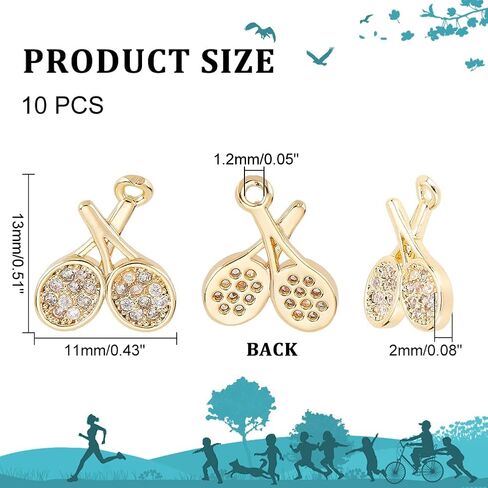 DICOSMETIC Cubic Zirconia Charm 18K Gold Plated Brass Dangle Charm Supplies Tennis Human Jewelry Charms Jewelry Craft Making in Saudi Arabia