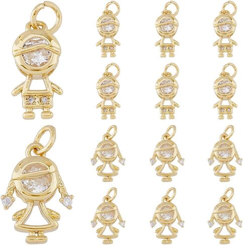 DICOSMETIC Cubic Zirconia Charm 18K Gold Plated Brass Dangle Charm Supplies Tennis Human Jewelry Charms Jewelry Craft Making in Saudi Arabia