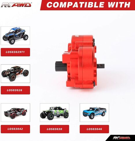 RCAWD Metal Center Gearbox + V2 Full Metal Differential Assembly for 1/10 LOSI Baja Rey 4WD 1/10 Hammer Rey U4 Rock Racer(Red) in Saudi Arabia