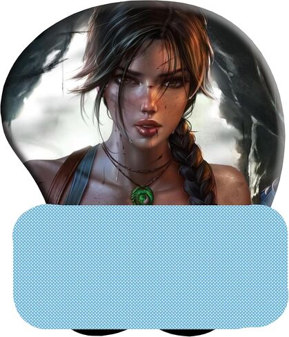 Tomb Raider 3D Anime Mouse Pads with Wrist Rest Support Silicone Gel Funny Gifts Gaming Mousepads 2WAY Skin (Laura 1) in Saudi Arabia