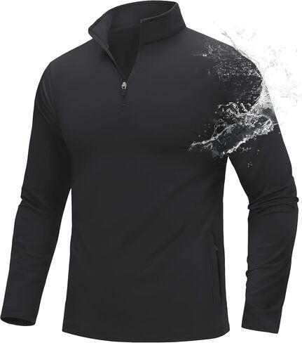 MAGCOMSEN Mens Quarter Zip Pullover Jacket Fleece Lined Golf Water Resistant Warm Sweatshirt 2 Zipper Pockets Winter in Kuwait