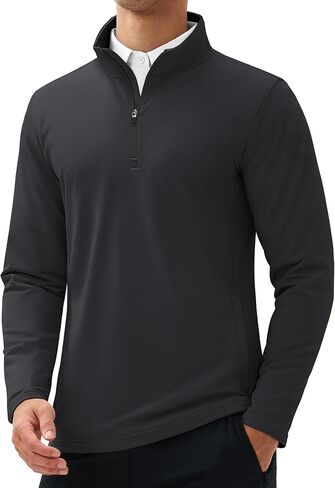 MAGCOMSEN Mens Quarter Zip Pullover Jacket Fleece Lined Golf Water Resistant Warm Sweatshirt 2 Zipper Pockets Winter in Kuwait