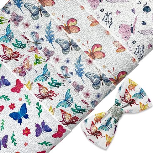 5 Pcs Tiedye Butterfly Faux Leather Sheets for Crafts 8.2x11.8 Inch Printed Synthetic Leather Sheets for Hair Bow Making Decoration Supplies DIY Handicrafts in Kuwait