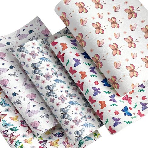 5 Pcs Tiedye Butterfly Faux Leather Sheets for Crafts 8.2x11.8 Inch Printed Synthetic Leather Sheets for Hair Bow Making Decoration Supplies DIY Handicrafts in Kuwait