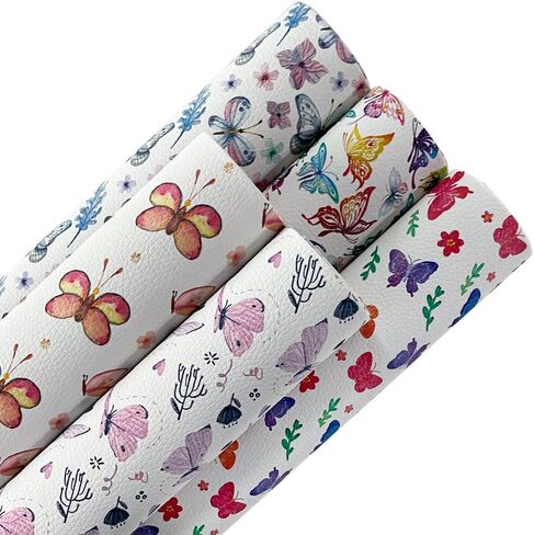 5 Pcs Tiedye Butterfly Faux Leather Sheets for Crafts 8.2x11.8 Inch Printed Synthetic Leather Sheets for Hair Bow Making Decoration Supplies DIY Handicrafts in Kuwait