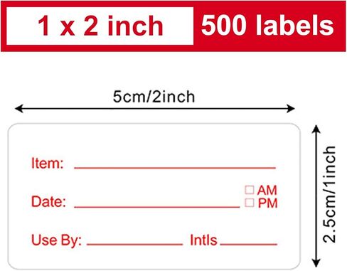 500 Pcs Freezer Labels, 1 x 2 Inch Food Date Stickers Food Date Labels Refrigerator Food Labels for Food Containers, Easy to Write On(Blue) in Kuwait