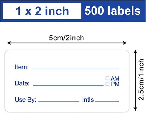 500 Pcs Freezer Labels, 1 x 2 Inch Food Date Stickers Food Date Labels Refrigerator Food Labels for Food Containers, Easy to Write On(Blue) in Kuwait
