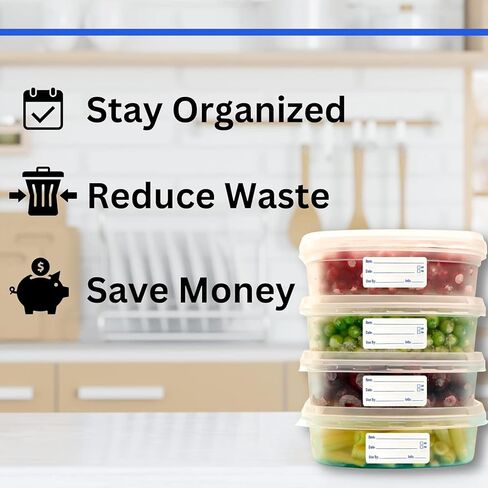 500 Pcs Freezer Labels, 1 x 2 Inch Food Date Stickers Food Date Labels Refrigerator Food Labels for Food Containers, Easy to Write On(Blue) in Kuwait