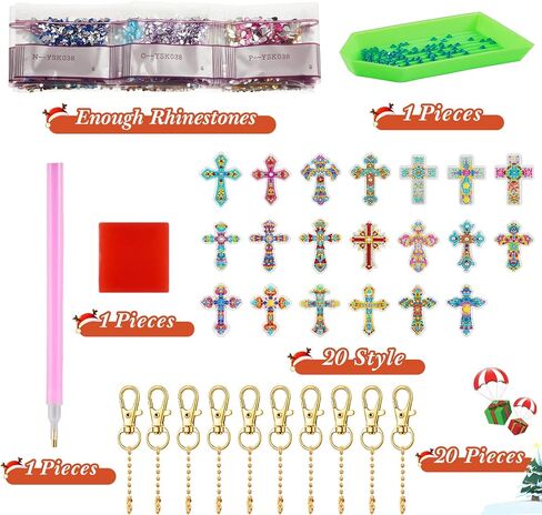Henoyso 20 PCS Diamond Art Painting kyits kits for bealth 5d side side side cross diamond diy diy keychains gem for beginners advals vels diy decor decor party (mandalas) in Kuwait