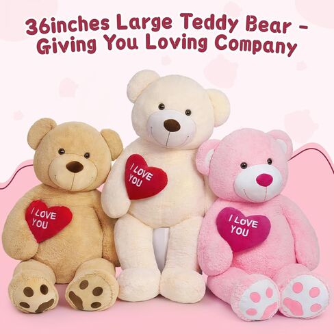 MaoGoLan Big Teddy Bear with I Love You Red Heart, 36" Cuddly Large Teddy Bear Gift for Kids,Boyfriend,Girlfriend.Wife in Kuwait