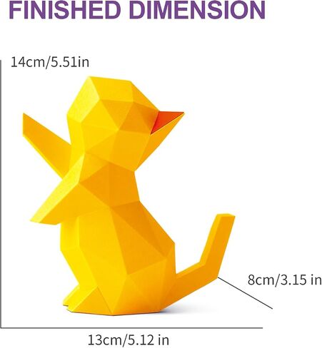 ORIGAMIPLANET 3D Creative Origami Paper for Kids-Starpaw Kitten, Animal Paper Crafts Kit Present for Adults, Cute DIY Cat Origami Set Models for Children's Birthday Gifts- in Saudi Arabia