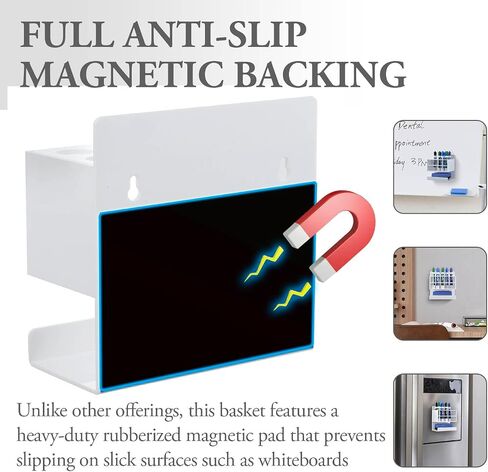 MyGift Magnetic أو Wall Mount Office Office Accessories Rackeizer ، حامل علامة محو جاف من الأكريليك الأبيض المتميز مع 10 فتحات ودرج للممحاة السفلية in Kuwait