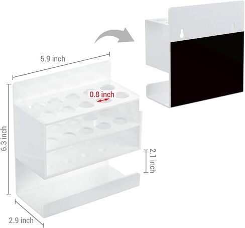 MyGift Magnetic أو Wall Mount Office Office Accessories Rackeizer ، حامل علامة محو جاف من الأكريليك الأبيض المتميز مع 10 فتحات ودرج للممحاة السفلية in Kuwait