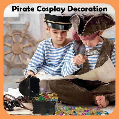 Treasure Chest for Kids Prizes,Plastic Treasure Chest with 288 Treasure Gold Coins and Gems,Jewels- Perfect for Pirate Themed Parties and Games in Kuwait