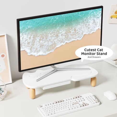 Monitor Stand Riser,Cookie-Shaped Sturdy Wood Computer Monitor Stand, Monitor Stand Riser, Multi-Purpose Desktop Organizer Riser for Computer,Laptop,Printer,TV,khaki in Kuwait