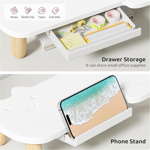 Monitor Stand Riser,Cookie-Shaped Sturdy Wood Computer Monitor Stand, Monitor Stand Riser, Multi-Purpose Desktop Organizer Riser for Computer,Laptop,Printer,TV,khaki in Kuwait