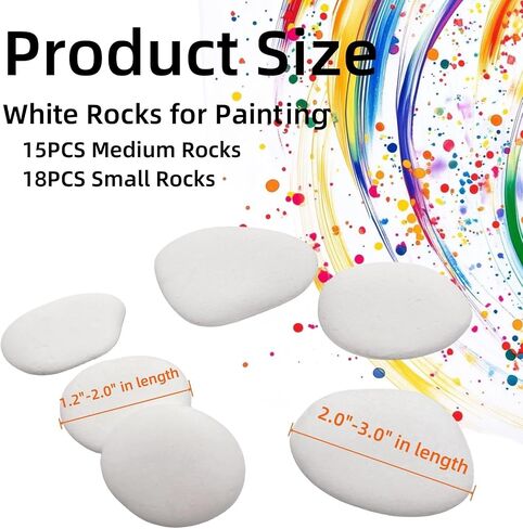 lifetop 24PCS White Painting Rocks, 2"-3" DIY Rocks Flat & Smooth Kindness Rocks for Arts, Crafts, Decoration, Medium Rocks for Painting ，Hand Picked for Painting Rocks in Saudi Arabia