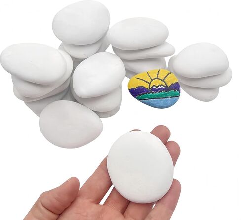 lifetop 24PCS White Painting Rocks, 2"-3" DIY Rocks Flat & Smooth Kindness Rocks for Arts, Crafts, Decoration, Medium Rocks for Painting ，Hand Picked for Painting Rocks in Saudi Arabia