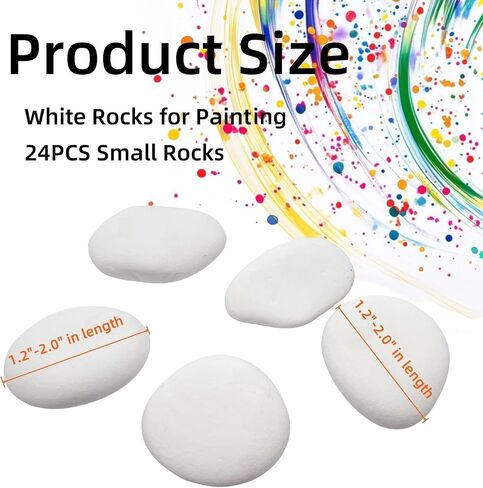 lifetop 24PCS White Painting Rocks, 2"-3" DIY Rocks Flat & Smooth Kindness Rocks for Arts, Crafts, Decoration, Medium Rocks for Painting ，Hand Picked for Painting Rocks in Saudi Arabia