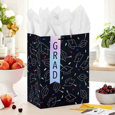 Hallmark 13" Large Dr. Seuss Graduation Gift Bag with Tissue Paper and Graduation Card (Oh, the Places You'll Go!) for High School, Kindergarten, College, Nursing School Grads in Saudi Arabia