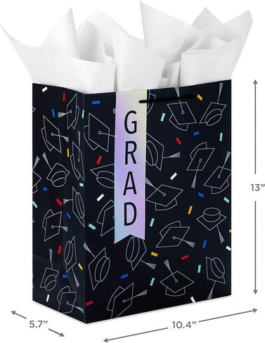 Hallmark 13" Large Dr. Seuss Graduation Gift Bag with Tissue Paper and Graduation Card (Oh, the Places You'll Go!) for High School, Kindergarten, College, Nursing School Grads in Saudi Arabia