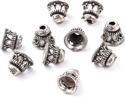 Craftdady 50Pcs Red Copper Spacer Cone Bead Caps Tibetan Vintage Metal Terminator End Caps 11x10mm for Jewelry Necklace Bracelet Earring Making in Kuwait
