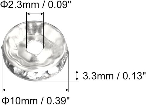 uxcell 200Pcs 10mm Rondelle Spacer Beads, Silver Plated Rhinestone Spacer Beads, Round Spacer Loose Beads for DIY Bracelet Necklace Jewelry Making Supplies, Silver White in Saudi Arabia