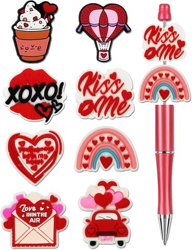 8Pcs Silicone Focal Beads for Pens – Premium Soft, Durable Beads for Custom Pen Making, DIY Craft Projects, and Personalization – Assorted Colors and Designs (Cheer) in Kuwait