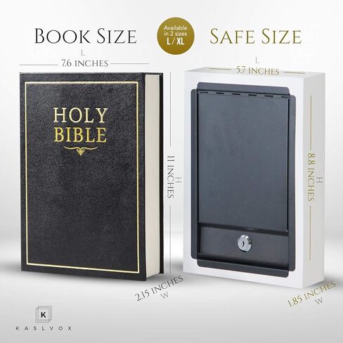 كتاب آمن مخفي آمن مع القفل المركب - تسوية سرية ، سرية ، صندوق مزيف ، صندوق آمن صغير مقابل النقود والمال - Book Safe Lock Box - خزانات مخفية في مرأى عادي (الكتاب المقدس) (X -Large) in Kuwait