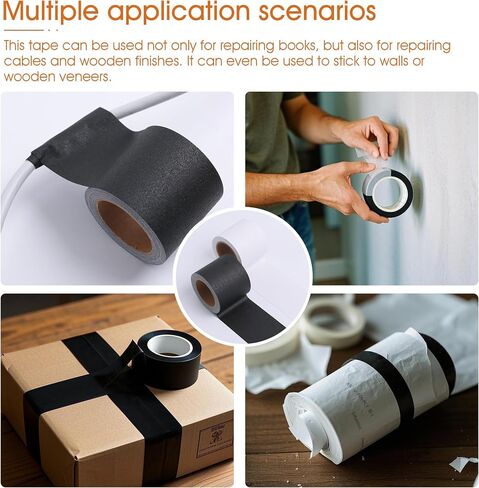 2Inch Wide Self-Adhesive Matte Book Binding Tape, 33 FT Black Cloth Tape for Repairing, Reinforcing, and Protecting Old & Antique Books (Black,2pcs) in Saudi Arabia