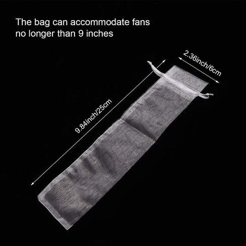 50Pcs Organza Hand Fan Bags, 2x10 Inches White Folding Fan Drawstring Bag Hand Fan Decorative Pouch Party Wedding Favor Gift Bags in Kuwait